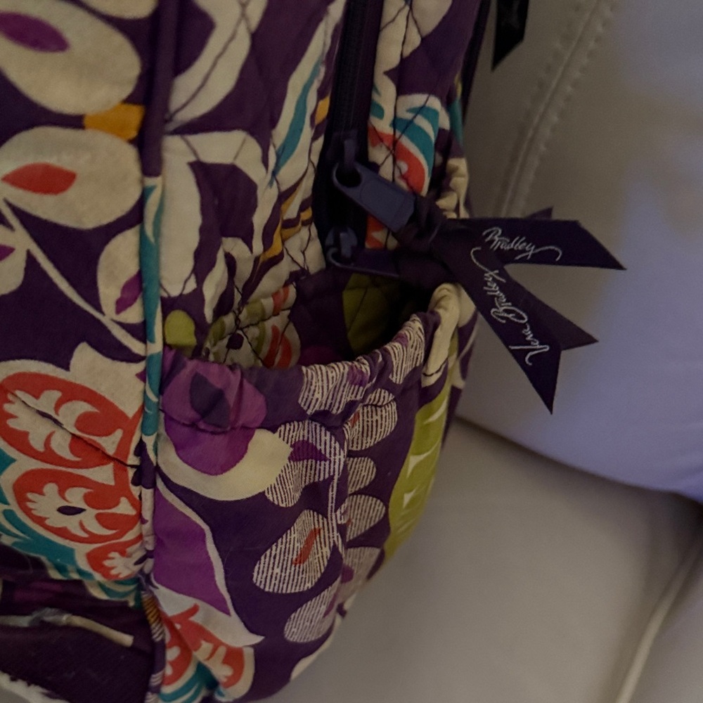 Vera Bradley Purple and Green Patterned Backpack - Picture 5 of 7